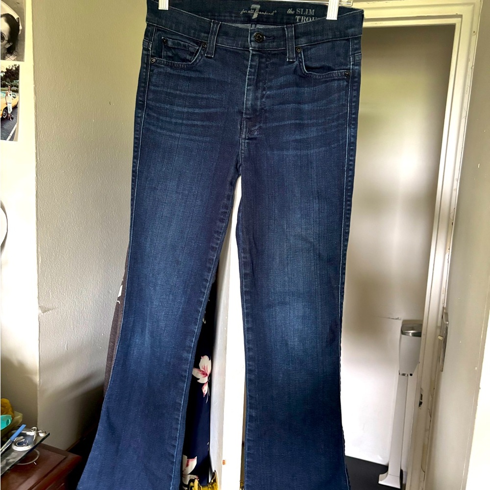 7 for Man Kind slim dark blue trousers jeans